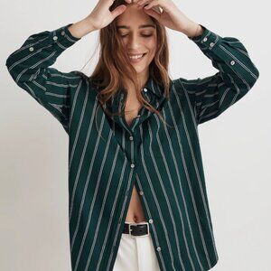 NWT Madewell Satin Oversized Boyshirt in Stripe Size M